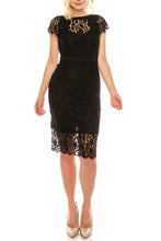 Load image into Gallery viewer, bebe black floral lace day dress, petite xs 2