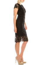 Load image into Gallery viewer, bebe black floral lace day dress, petite xs