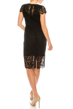 Load image into Gallery viewer, bebe black floral lace day dress, petite xs