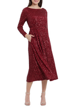 Load image into Gallery viewer, Maggy London Sequin Cherry Red Party Dress, LAST ONE! Only Size 2/XS Petite Remaining Cocktail