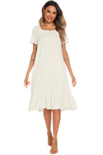 Load image into Gallery viewer, Lace &amp; Square Neck Nightgown WHITE &amp; PINK Women&#39;s Lounging
