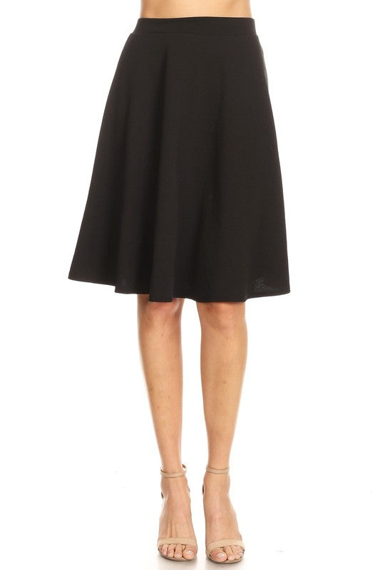 USA Made Solid A-line Knee Length Skirt See Colors! SM/M/LG   USA 🇺🇸