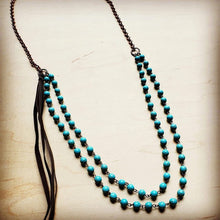 Load image into Gallery viewer, Double Strand Blue Turq Necklace w/ Tassel USA 🇺🇸
