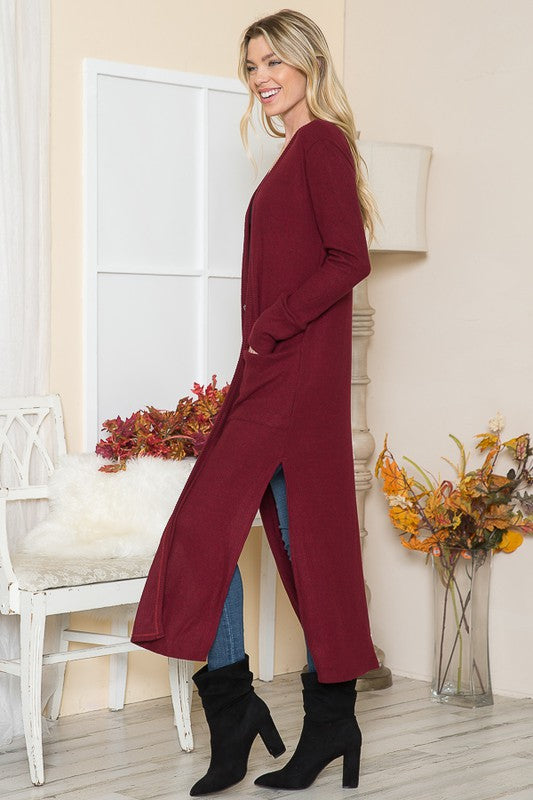 Brushed Rib, Long Cardigan w/Pockets USA 🇺🇸
