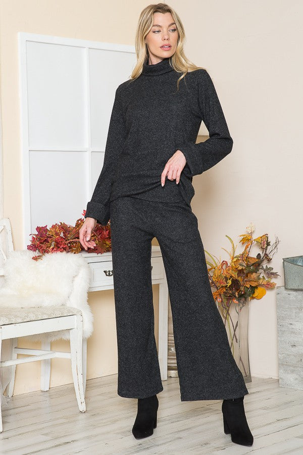 Rib Brush Wide Leg Pants with Pockets USA 🇺🇸