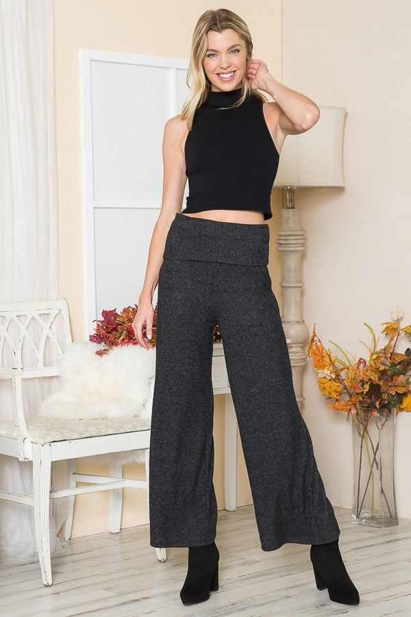 Rib Brush Wide Leg Pants with Pockets USA 🇺🇸