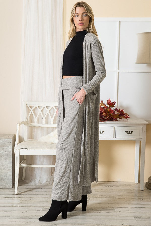 Rib Brush Wide Leg Pants with Pockets USA 🇺🇸