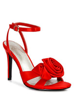 Load image into Gallery viewer, CHAUMET Rose Bow Satin Heeled Sandals Shoes Sizes 5/8/9 Remaining See Colors!
