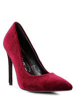 Load image into Gallery viewer, Velvet Stiletto 4.3&quot; Heel Pumps, Color Choices are Black - Burgundy - Grey  Whole Sizes Only!
