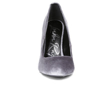 Load image into Gallery viewer, Velvet Stiletto 4.3&quot; Heel Pumps, Color Choices are Black - Burgundy - Grey  Whole Sizes Only!
