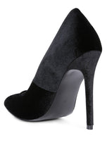 Load image into Gallery viewer, Velvet Stiletto 4.3&quot; Heel Pumps, Color Choices are Black - Burgundy - Grey  Whole Sizes Only!
