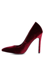 Load image into Gallery viewer, Velvet Stiletto 4.3&quot; Heel Pumps, Color Choices are Black - Burgundy - Grey  Whole Sizes Only!
