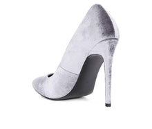 Load image into Gallery viewer, Velvet Stiletto 4.3&quot; Heel Pumps, Color Choices are Black - Burgundy - Grey  Whole Sizes Only!
