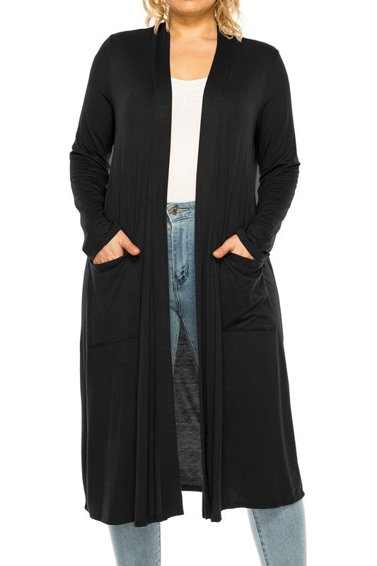 Moa Collection Plus Size, Solid Duster Cardigan XL/2XL/3XL   USA 🇺🇸