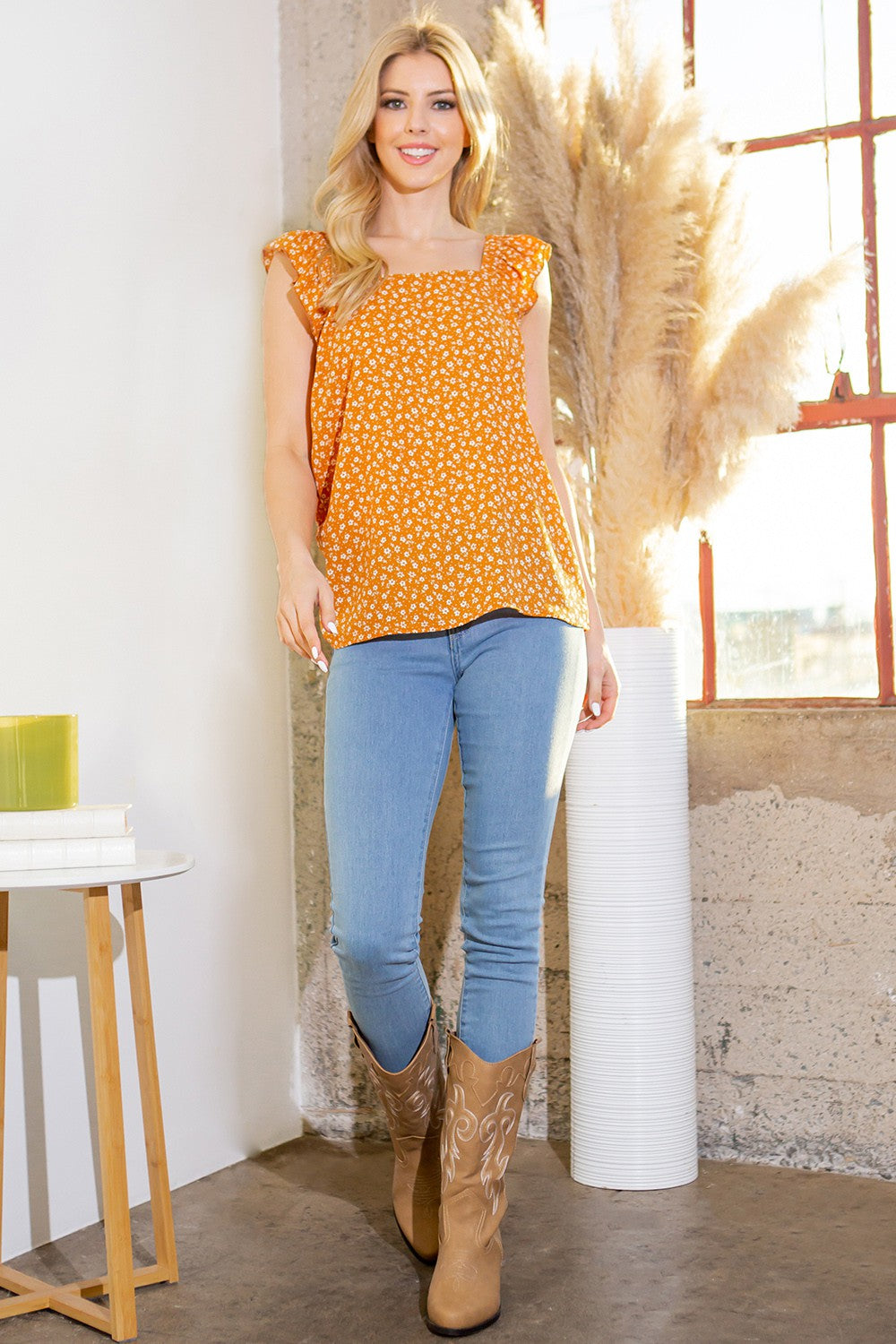 Woven Ruffle Sleeve Top USA 🇺🇸 See Both Colors