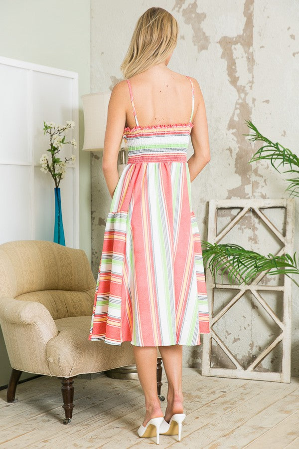 Cut Out Stripe Dress with Pockets USA 🇺🇸 See x3 Color Choices Available