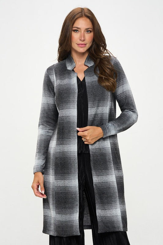 Renee C. Plaid Open Front Coat w/ Collar XL/2XL/3XL USA 🇺🇸