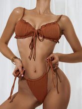 Load image into Gallery viewer, Frill Crisscross Tied Three-Piece Swim Set, See Color Choices! Women&#39;s Beach Attire Summer Apparel
