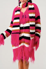 Load image into Gallery viewer, Athina Fuzzy Striped Sweater with Scarf SM/MED/LG Women&#39;s Winter Apparel
