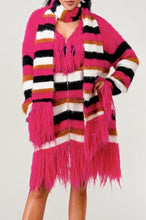 Load image into Gallery viewer, Athina Fuzzy Striped Sweater with Scarf SM/MED/LG Women&#39;s Winter Apparel
