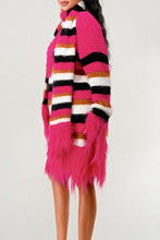 Load image into Gallery viewer, Athina Fuzzy Striped Sweater with Scarf SM/MED/LG Women&#39;s Winter Apparel
