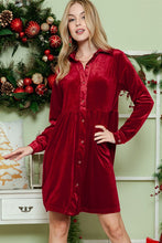 Load image into Gallery viewer, Velvet Shirt Dress, See Colors!  USA 🇺🇸 American Made Women&#39;s Apparel
