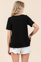 Load image into Gallery viewer, Black 3-Bow Short Sleeve Top USA 🇺🇸 SM &amp; MED Remaining Women&#39;s Casual Apparel
