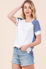 Load image into Gallery viewer, Stripe Combo Short Sleeve Top in Pink or Blue,  USA 🇺🇸

