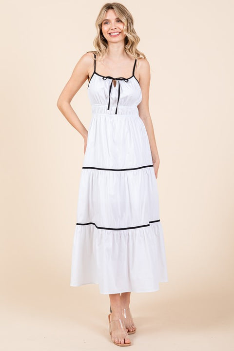 USA 🇺🇸 American Made Full-Figure SIZES XL/2XL/3XL Remaining,  Piping Detailed Midi Sundress
