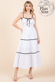 USA 🇺🇸 American Made Full-Figure SIZES XL/2XL/3XL Remaining,  Piping Detailed Midi Sundress