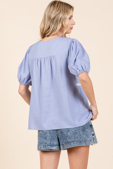 Babydoll Top, Piped w/Bows USA 🇺🇸 XL/2XL/3XL