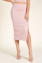 Load image into Gallery viewer, High Waisted Heavy Ribbed Skirt   USA 🇺🇸 Pink or Khaki
