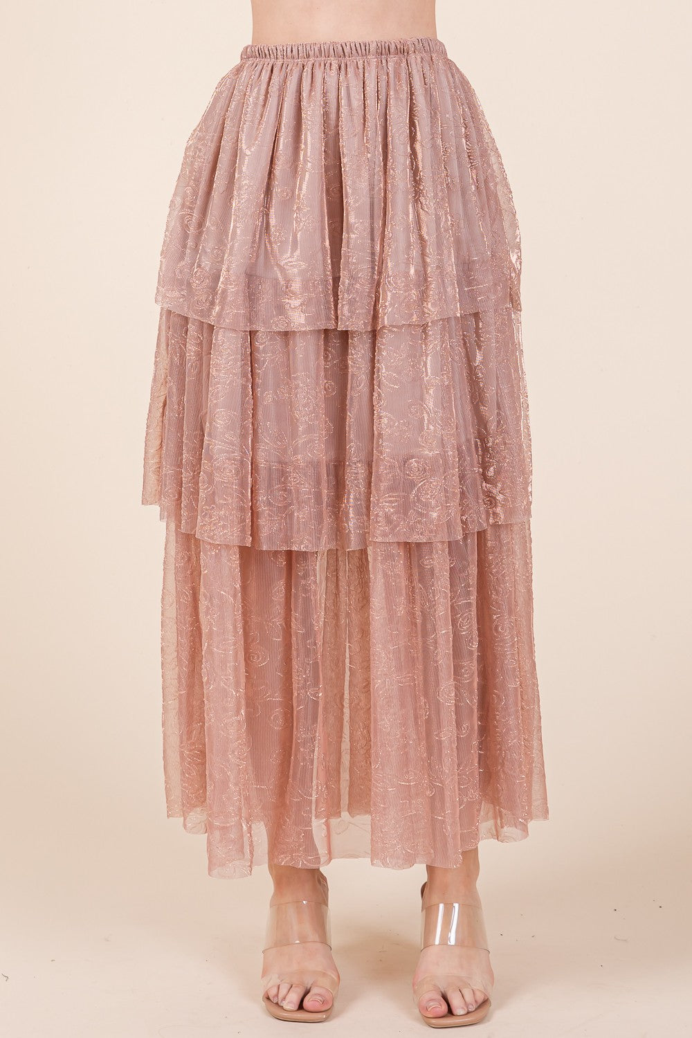 Embossed Mesh Tiered Ruffle Skirt USA 🇺🇸