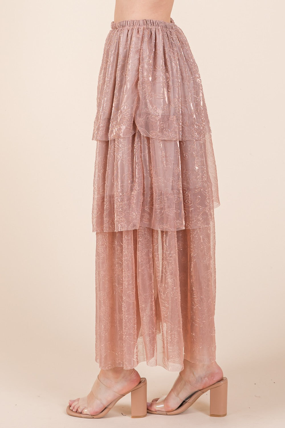 Embossed Mesh Tiered Ruffle Skirt USA 🇺🇸