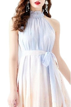 LAST ONES! Claude Designs, Chiffon Halter Floral Maxi MEDIUM Available Only! Women's Summer Apparel