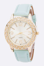 Load image into Gallery viewer, Crystal Bezel Leather Band Fashion Watch, Women&#39;s Outfit Accessories
