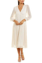 Load image into Gallery viewer, Maison Tara Dot Textured Empire Midi Day Dress
