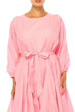 Load image into Gallery viewer, Vivid Apparel, Pink Belted Godet Knee-Length Day Dress
