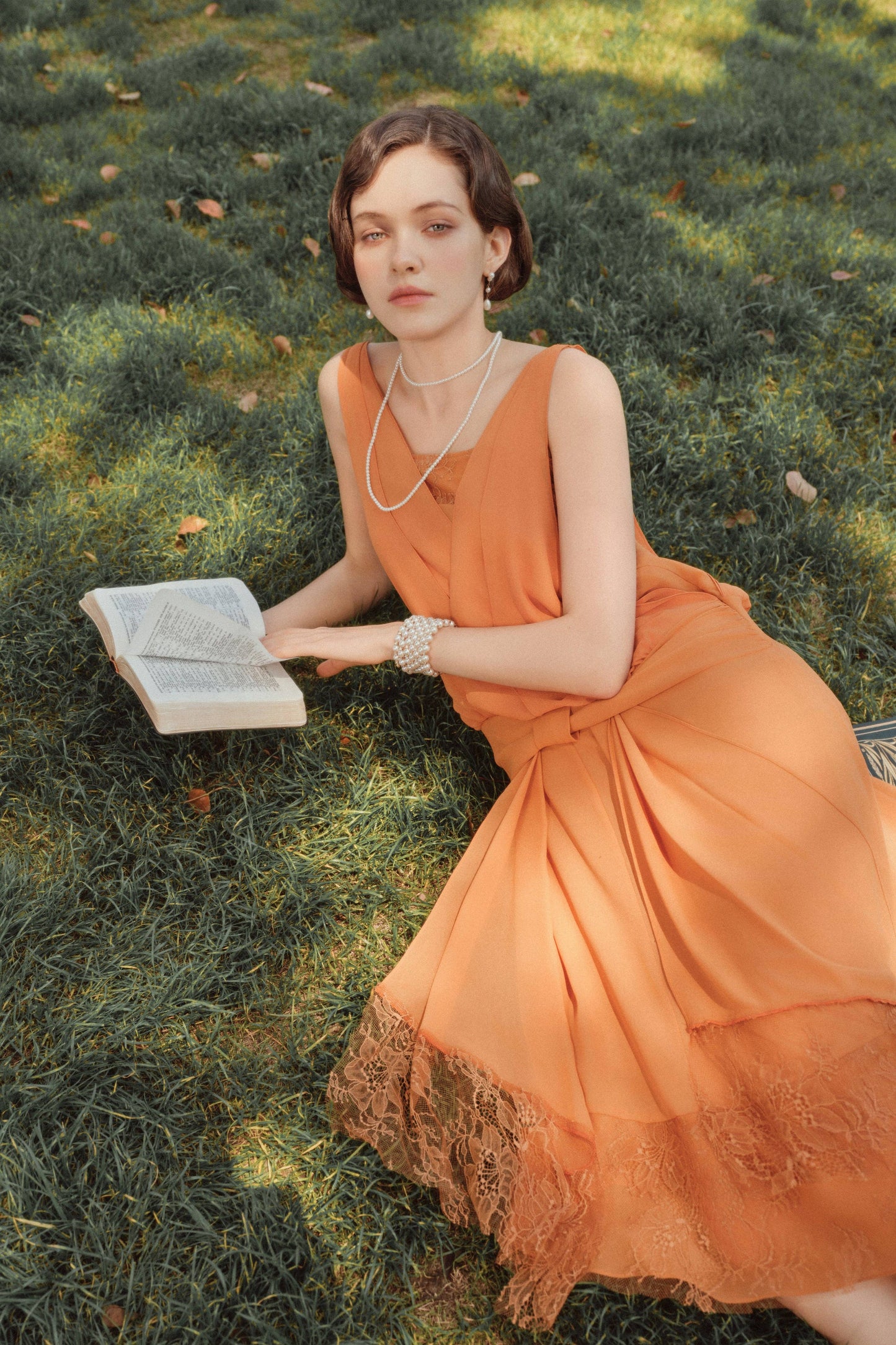 LAST ONES, ON SALE Classic Chiffon Lace Day Dress, Navy or Burnt Orange, SMALL & MEDIUM Sizes 8, 10