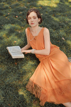 Load image into Gallery viewer, Classic Chiffon Lace Day Dress, Navy or Burnt Orange, Sizes 6, 8, 10
