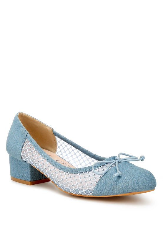 Tudum Rhinestone Detail Denim Ballerinas {Whole Sizes Only}