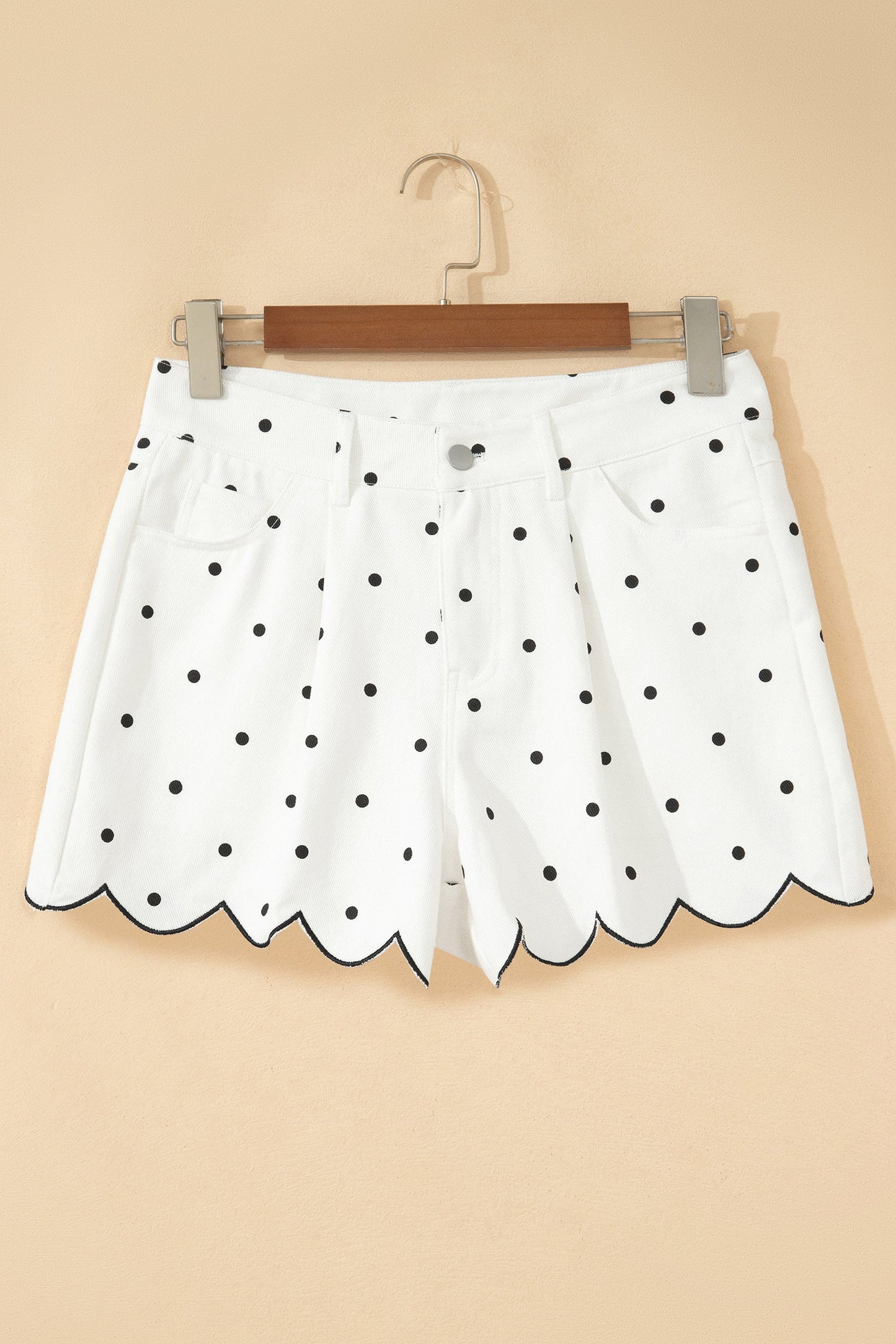 100% Cotton,  Embroidered Scallop Hem Shorts, LAST ONES