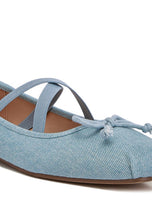 Load image into Gallery viewer, Arimer Denim Criss Cross Ballet Flats {Only Whole Sizes}
