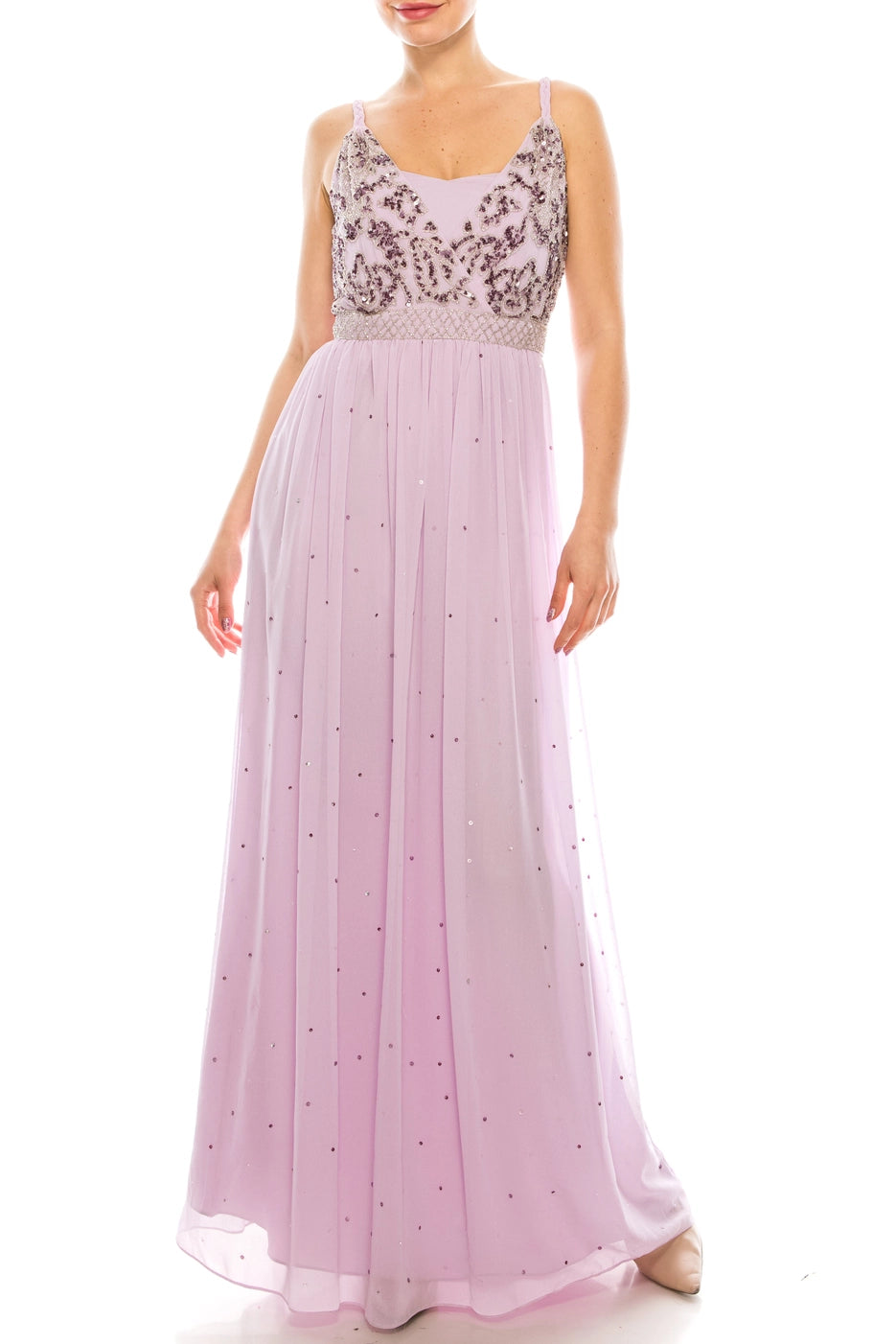 Decode Lilac-Blush Embellished Chiffon Maxi Gown Sizes 0/2/4/6 Available!
