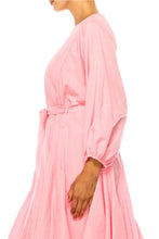 Load image into Gallery viewer, Vivid Apparel, Pink Belted Godet Knee-Length Day Dress
