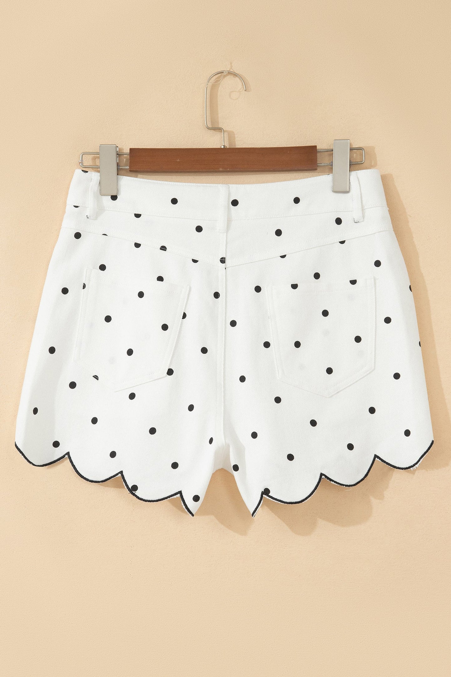 100% Cotton,  Embroidered Scallop Hem Shorts, LAST ONES