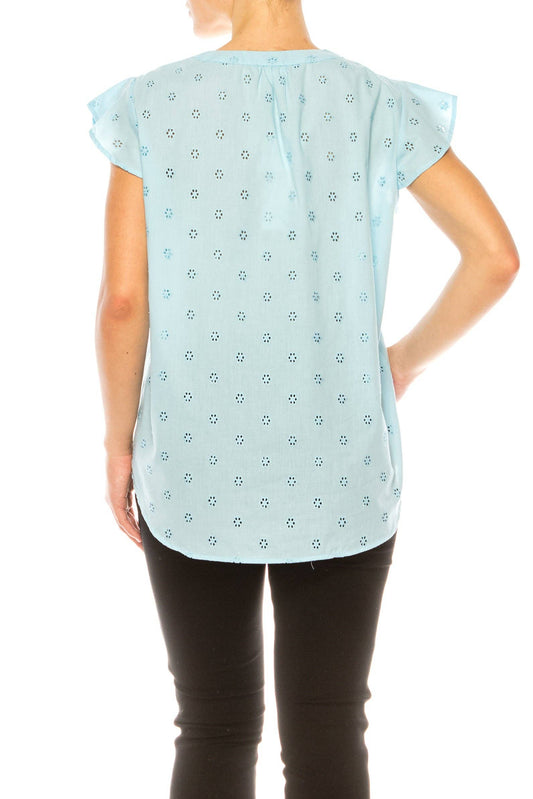 Size XL/18 LAST ONE! Grand & Greene Floral Eyelet Cap Sleeve Top