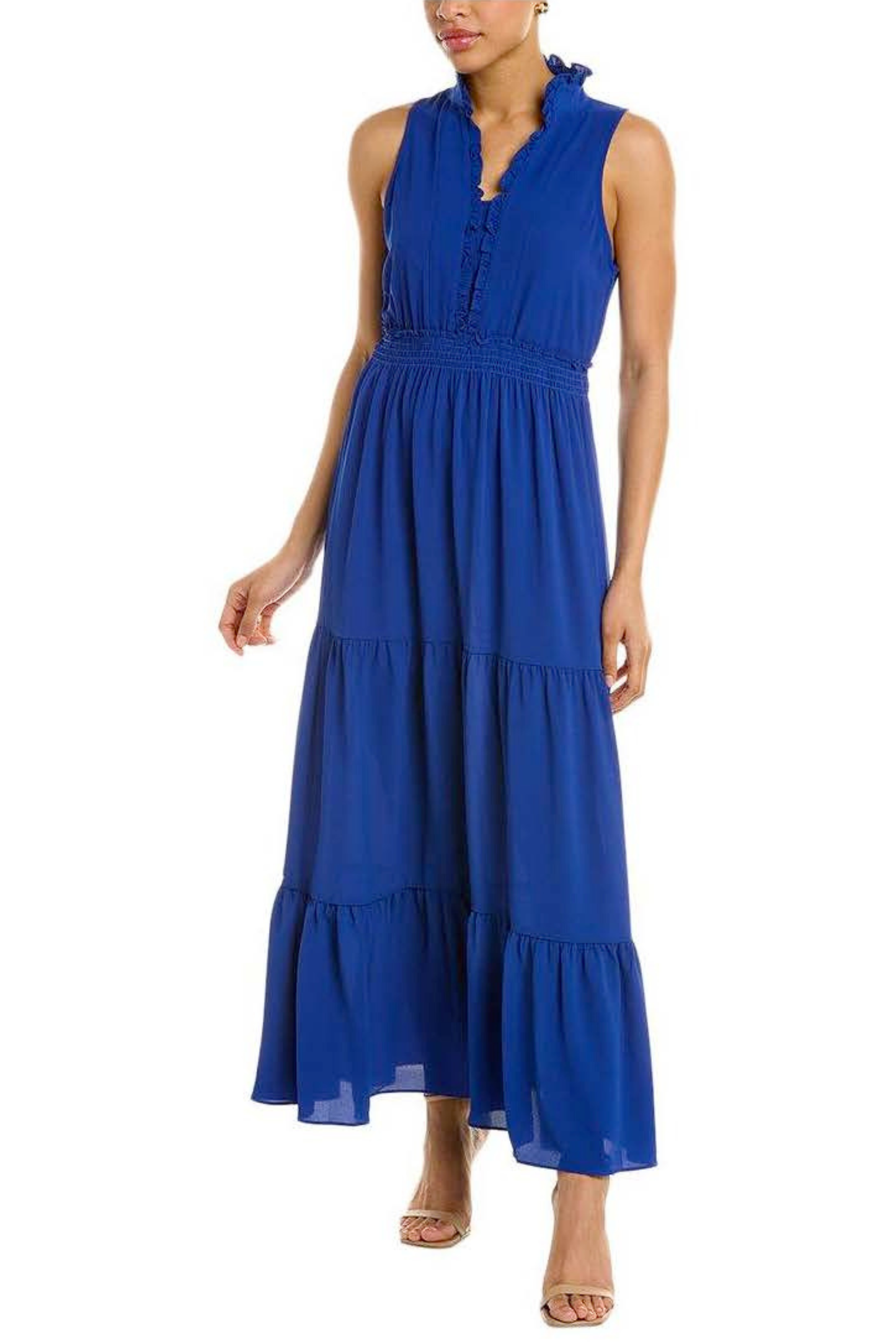 London Times Sleeveless Smocked Waist Maxi Dress, LAST ONE! SIZE LG/16 REMAINS