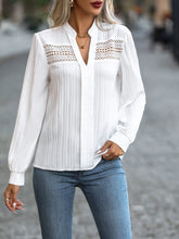 Load image into Gallery viewer, Hanny Textured Notched Long Sleeve Blouse, Women&#39;s Casual Office Attire
