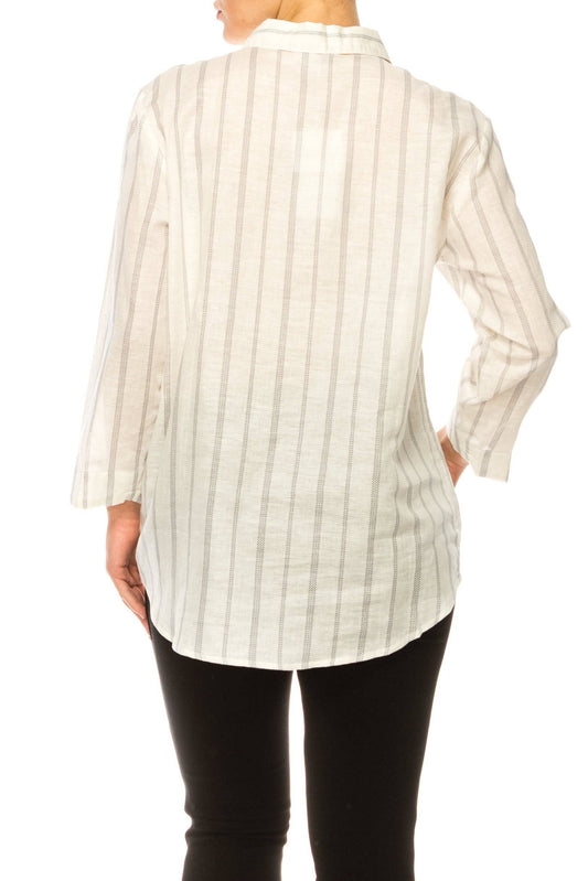 Hester & Orchard Long Sleeve Button Down Top, LAST ONE SIZE LARGE